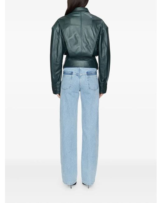 Christopher Esber Blue Eddie Belted Leather Jacket