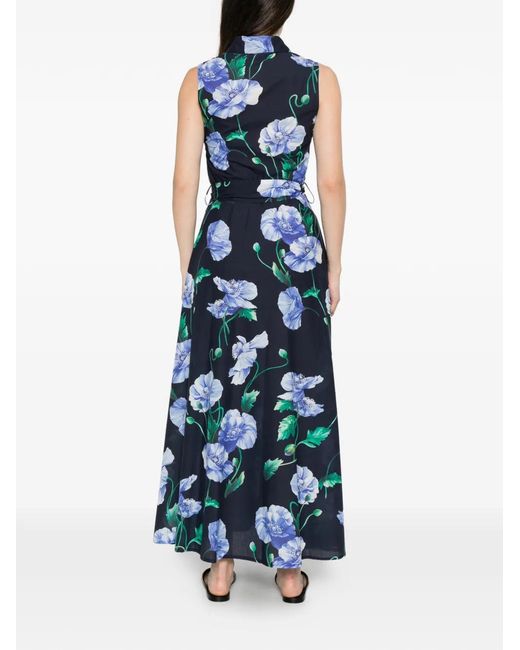 LAVI COUTURE Blue Robe Longue Basilico À Fleurs
