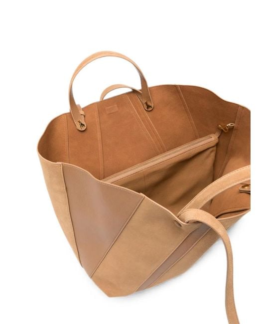 Patrizia Pepe Natural Sac Porté Épaule À Empiècements En Daim