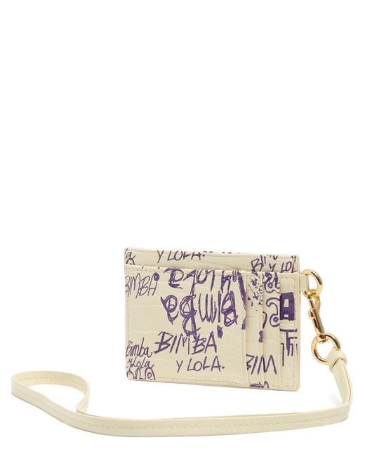 Bimba Y Lola White Croco-Effect Card Holder