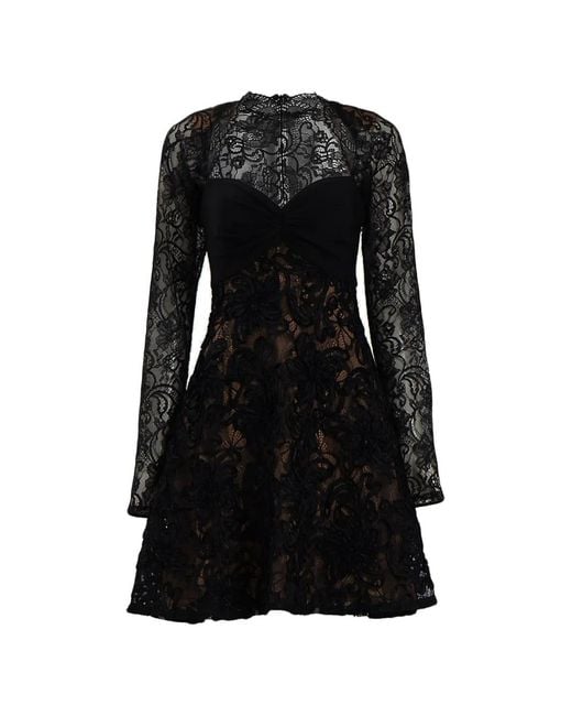 Tadashi Shoji Black Sayda Lace Appliqué Dress