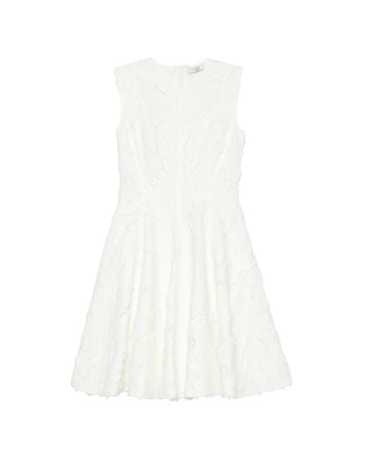 Erdem White Crew-Neck Mini Dress