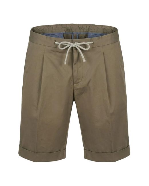 Barba Napoli Gray Drawstring Pleat Shorts for men