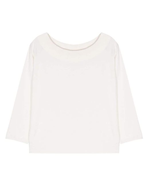 Roberto Collina White Off-shoulder Knitted Top
