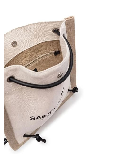 Saint Laurent Natural Canvas Drawstring Backpack for men