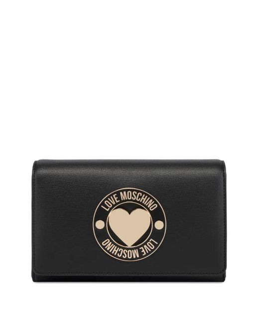 Love Moschino Black Heart-Plaque Chain Shoulder Bag