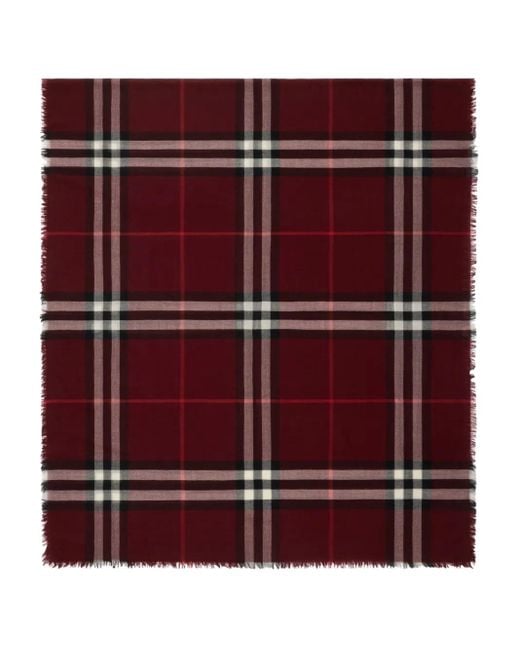 Burberry Red Checked Wool Scarf