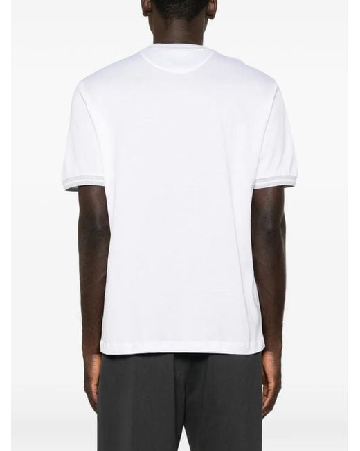 Eleventy White Contrast-Trim T-Shirt for men