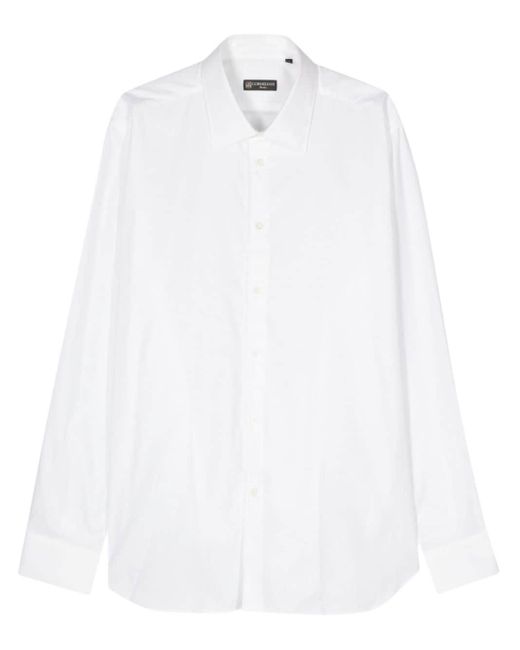 Corneliani White Patterned-jacquard Cotton Shirt for men