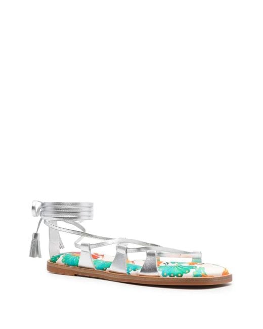 LaDoubleJ Gray Gladiator Flat Sandals