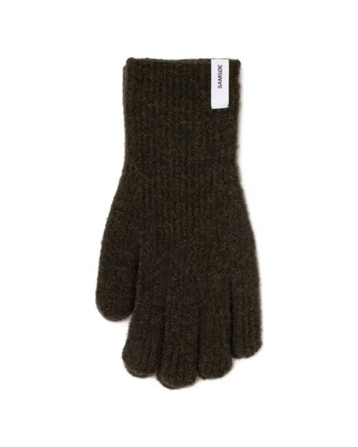 Samsøe & Samsøe Black Nor Logo-Patch Gloves