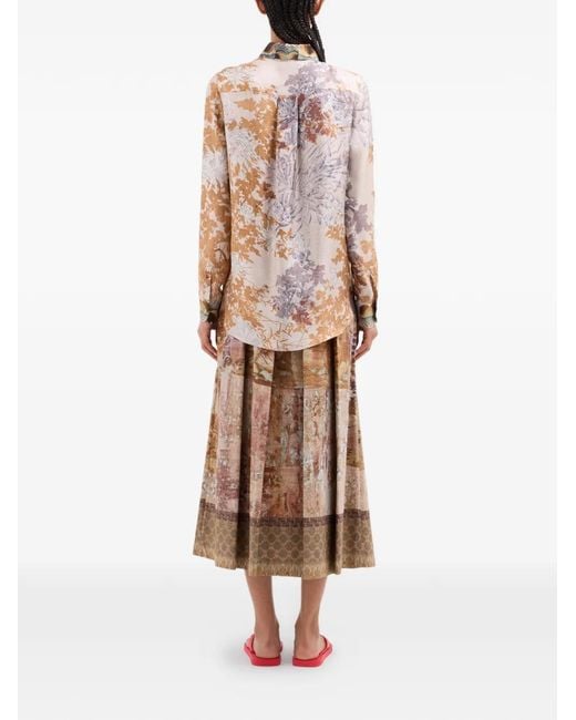 Pierre Louis Mascia White Floral-Print Long-Sleeve Shirt