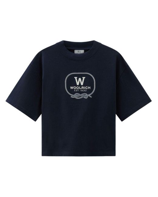 Woolrich Blue Logo Cotton T-shirt