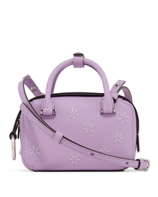 Delvaux Purple Box Nano Flora Star-Embroidered Tote Bag