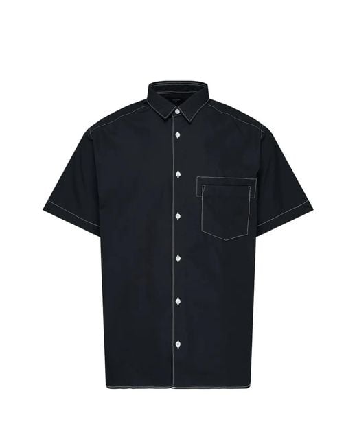 Comme des Garçons Blue Contrast-Stitch Short-Sleeve Shirt for men