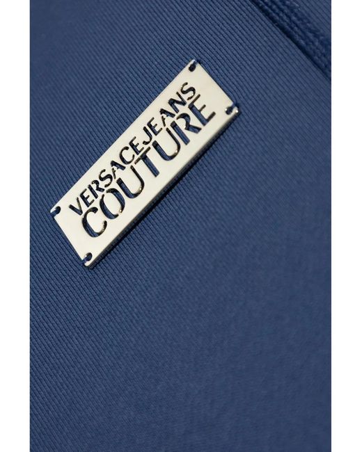 Versace Jeans Couture Blue Logo-Plaque Hoodie for men