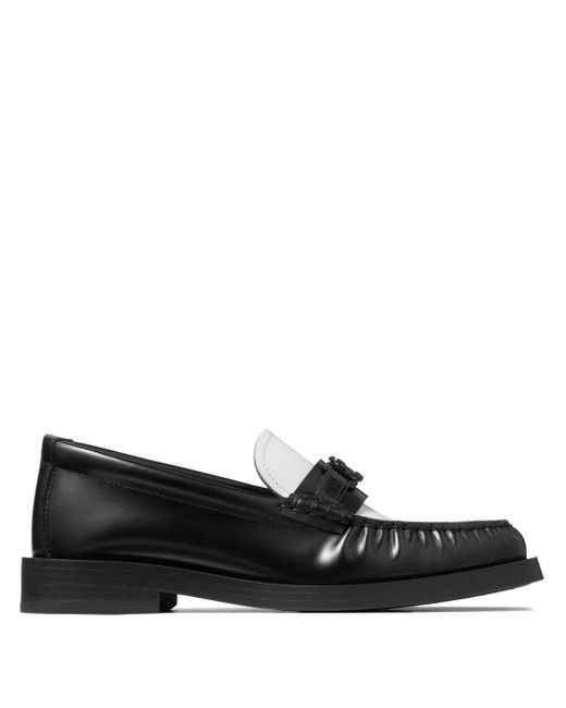 Addie logo-plaque leather loafers di Jimmy Choo in Black