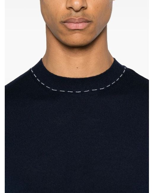 Eleventy Blue Decorative-Stitching Sweater for men