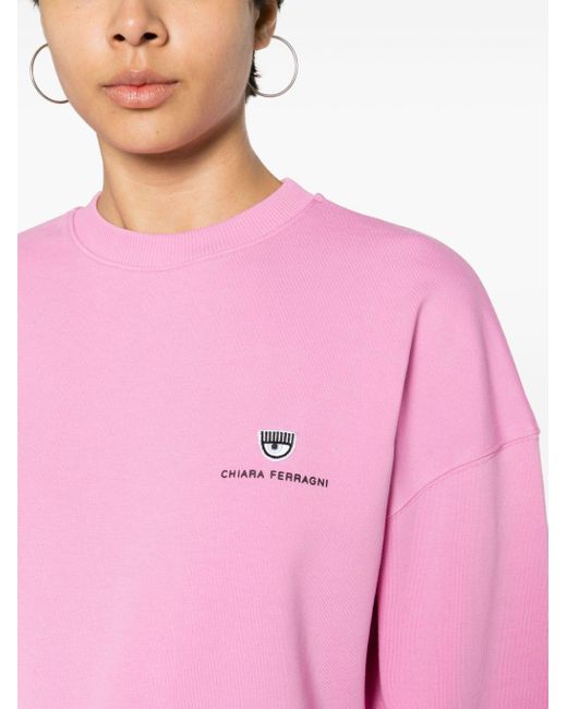 Chiara Ferragni Pink Logo-appliqué Sweatshirt