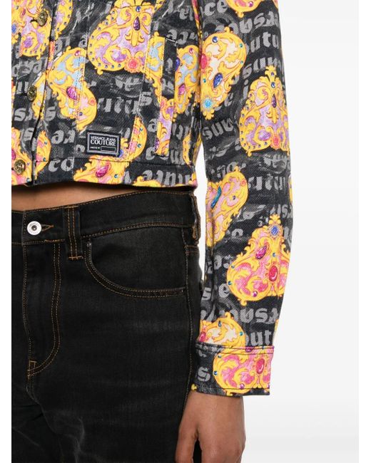Versace Jeans Couture Black Heart Couture-Print Denim Jacket