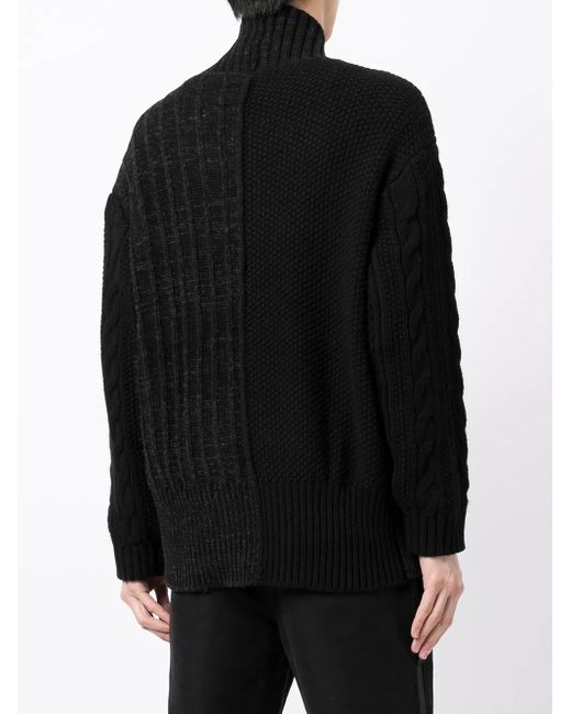 The Viridi-anne Black Chunky-Knit Zip-Up Cardigan for men