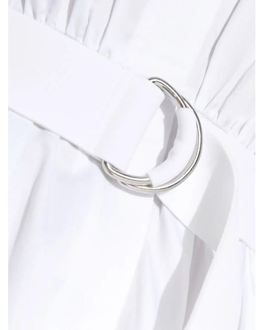 Norma Kamali White Belted-Detail Midi Shirt Dress