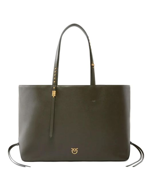 Pinko Green Medium Stud-Embellished Tote Bag