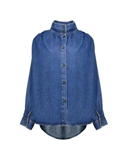 IRO Blue Julie High-Neck Button-Up Shirt