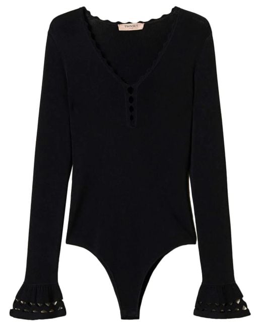 Body En Maille À Motif Géométrique Twinset en coloris Black