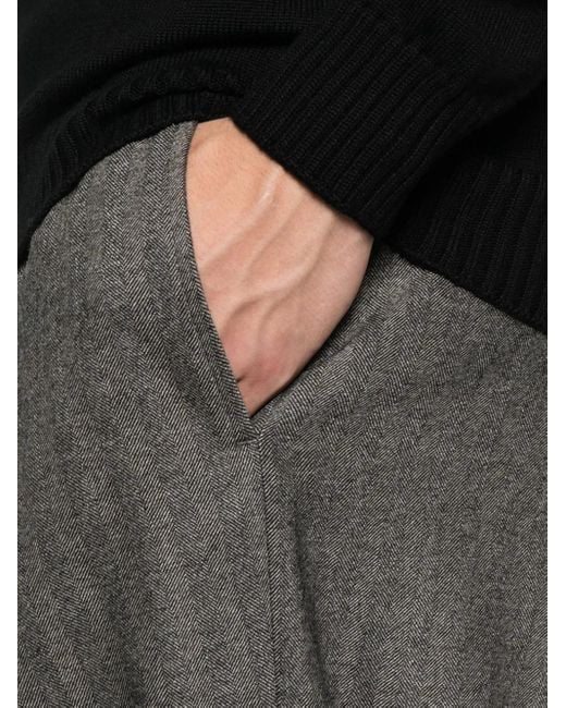Giorgio Armani Broek Met Elastische Taille En Visgraat Patroon in het Gray voor heren