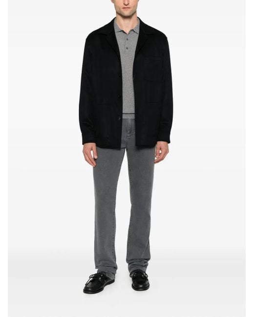 Canali Black Patch-Pocket Button-Down Jacket for men