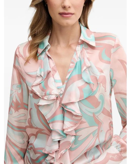 GAUDI Natural Ruffled Patterned Shirt
