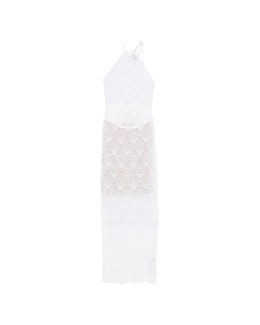 Just Cavalli White Tie-Neck Pattern Dress