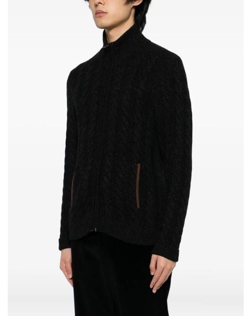N.Peal Cashmere Black Richmond Cardigan for men