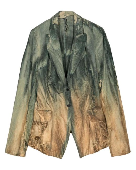 Masnada Green Abstract-Print Cotton Blazer
