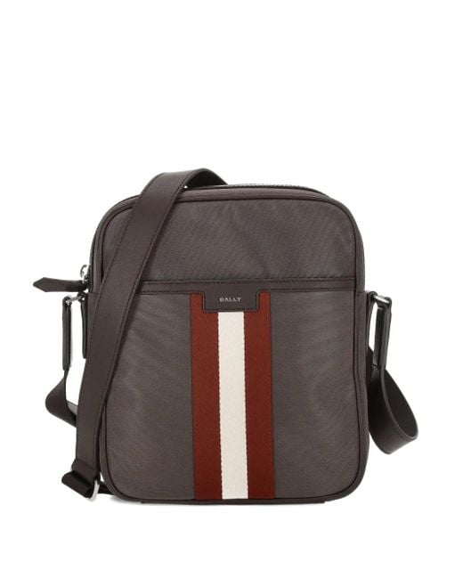 Bally Brown Code Striped Shoulder Bag for men