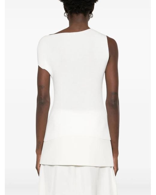 St. Agni White Asymmetric-Neck Top