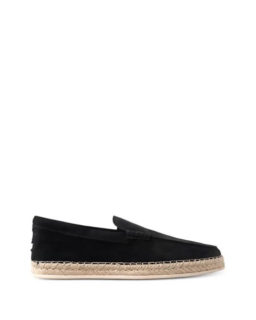 Tod's Black Suede Panelled Espadrille Loafers for men