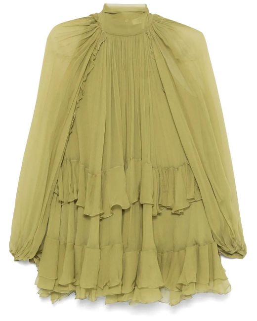 Chloé Green Ruffled Mini Dress
