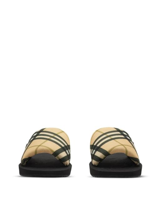 Burberry Black Checkered Trek Slides for men