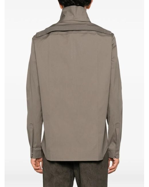 Rick Owens Gray Long-Sleeve Panelled Overshirt for men