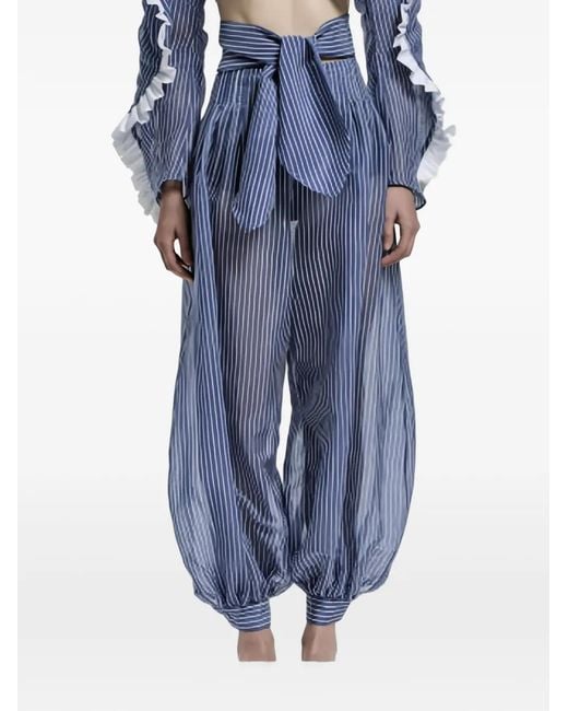 Vivetta Blue Striped High-Waisted Trousers