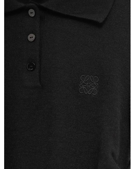 Loewe Black Anagram Cashmere And Silk Polo Shirt
