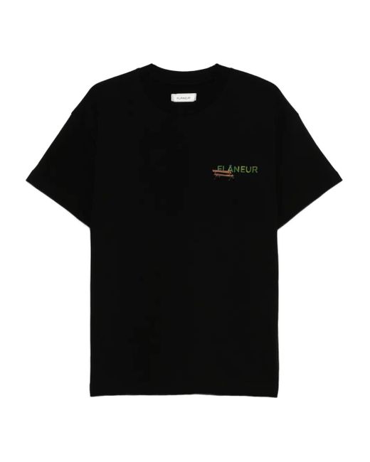 flâneur Black Lanterns Of Love Graphic-Print Cotton T-Shirt for men