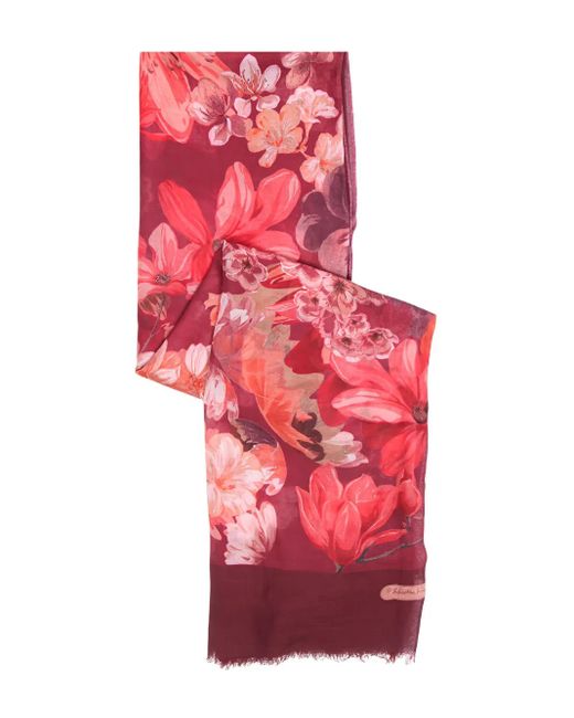 Ferragamo フローラル スカーフ Red
