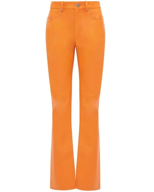 J.W. Anderson Orange Pantalon En Cuir À Coupe Évasée