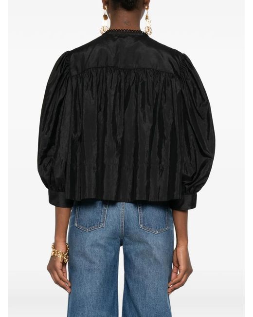 Chloé Black Ruffled Bib Blouse