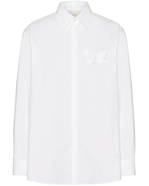 Valentino Garavani Katoenen Overhemd Met Vlinderpatch in het White voor heren