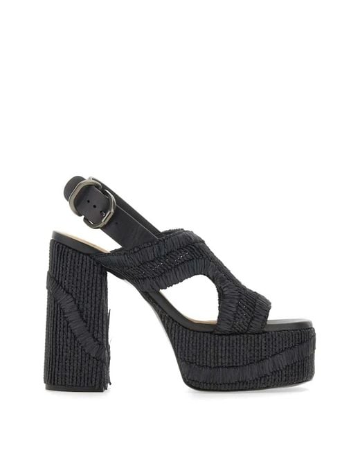 Castaner Black Embroidered Platform Sandals