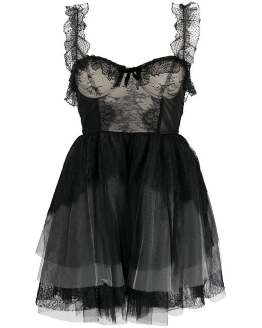 Philosophy Di Lorenzo Serafini Black Sweetheart-Neck Tulle Minidress
